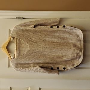 Reitmans Large Beige V-Neck SWEATER - 3 qtr length sleeves